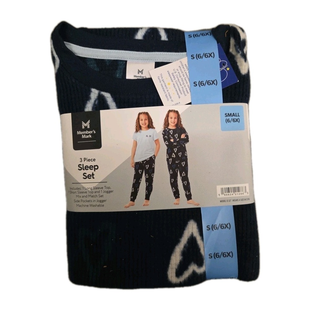 Member's Mark Girl's‎ 3 Piece Mix and Match Sleep Pajama Set Size 6/6X